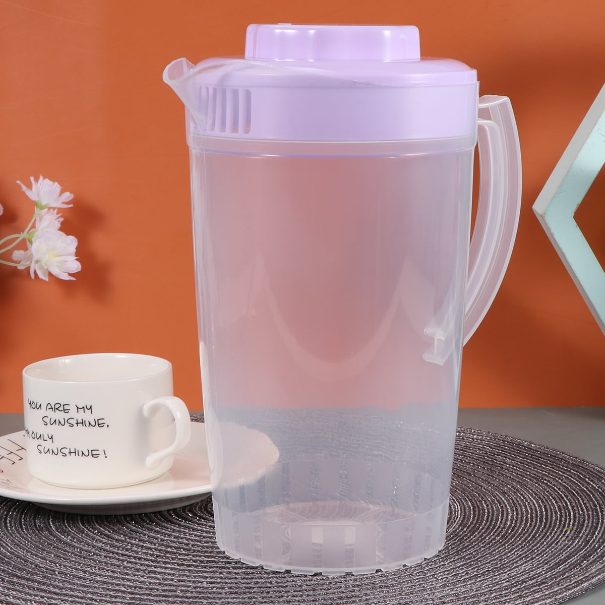 1pc Cold Water Pitcher High Temperature Resistant Plastic Beverage Pitcher with Large Capacity for Storage Soy Milk Juice Scented Tea 2L(Purple)