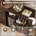 thumbnail image 5 of Biemlerfn 55" Coffee Bar Cabinet with Mini Fridge Space, Sideboard Buffet Table & Liquor Cabinet with Power Outlet, Kitchen Hutch with Wine Glass Holder, Brown, 5 of 9