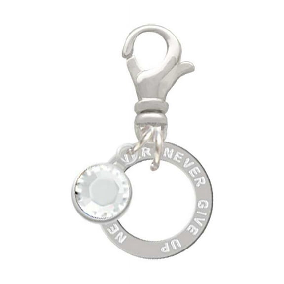 Delight Jewelry Never Give Up Infinity Ring - Silvertone Clip on Charm with Clear Crystal Drop