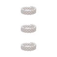 thumbnail image 2 of Thinsony Femmes Chic Perle Strass Stretch Bracelet Mariage Bal pour Mariée Blanc 3 Rangée 3Set, 2 of 6