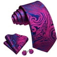 thumbnail image 2 of Conjunto de seda de cachemir azul y rosa intenso Barry.Wang, 2 of 6