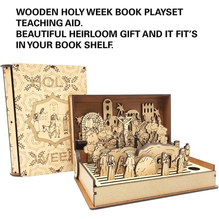 Family Easter Holy Week DIY Resurrection Scene Book Kit - Wooden Handmade Easter Story Display