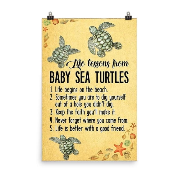 Life Lessons from Baby Sea Turtles Poster - Unframed,Bedroom, bathroom, kitchen, interior wall decoration, frameless 20x30inches