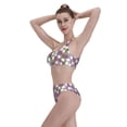 thumbnail image 5 of Daiia Rose Flowers printed 2 piece Swimsuit Bikinis for Women High Waisted Racerback Bathing Suits Summer Tummy Control Scoop Neck Swimwear-Small, 5 of 8