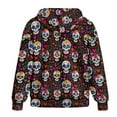 thumbnail image 5 of Renewold Skull Flower Love Womens Oversized Hooded Sweatshirts Full Zip Jackets Hoodie Pullover Fleece Sweaters Long Sleeve Sweatshirt Cardigan Trendy Winter Fall Clothing with Pockets, S, 5 of 7
