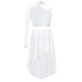 thumbnail image 2 of Nyeemya Kids Girls One Shoulder Long Sleeve Dance Crop Tops with Chiffon Skirt Set White 14, 2 of 7