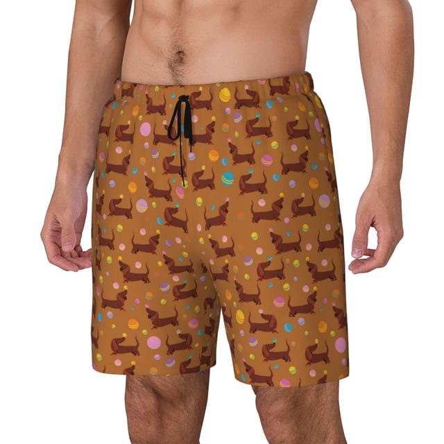 Balery Dachshund And Ball Bañador para hombre, shorts de playa de secado rápido con entrepierna y forro de compresión-Medium
