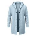 thumbnail image 4 of Men Winter Cardigan Jacket Hooded Button Mid Long Down No Zip Casual Long Sweatshirt Outerwear with Pockets Ribbed Cuffs, 4 of 7