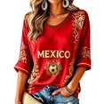 thumbnail image 3 of Fgvctg Mexico Soccer Jersey Women Mexico Soccer Shirt Crewneck T Shirts 2026 Football Team Fans Jerseys Graphic Print Short Sleeve Tee Red S, 3 of 3