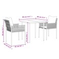 thumbnail image 4 of vidaXL 3 Piece Garden Dining Set with Cushions Poly Rattan and Steel, 4 of 5