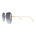 thumbnail image 3 of Rimless Foliage Flower Jewel Trim Rectangle Chic Sunglasses Gold Smoke, 3 of 4