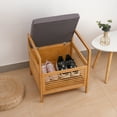thumbnail image 3 of Proman Products SH17236 Cambridge Bamboo Square Storage Shoe bench, Natural, 19.5" W x 19.5" D x 21.5" H, 3 of 8