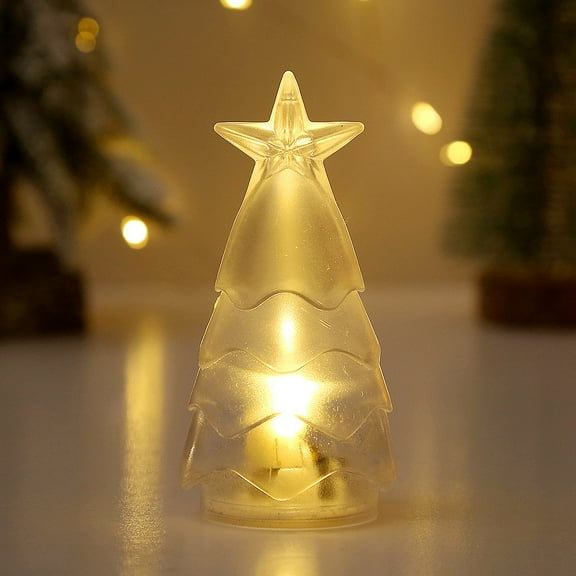 Jwshufel Christmas Tree Night Light Christmas Tree Lights Lights Christmas Tree Battery Powered Safe Plastic Decoration Holiday Interior Cozy Ambiance Holidays 3.6In Yellow