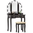 thumbnail image 1 of HOMCOM Ensemble de Coiffeuse avec Miroir et Tabouret, Coiffeuse avec Rangement, Noir, 1 of 10
