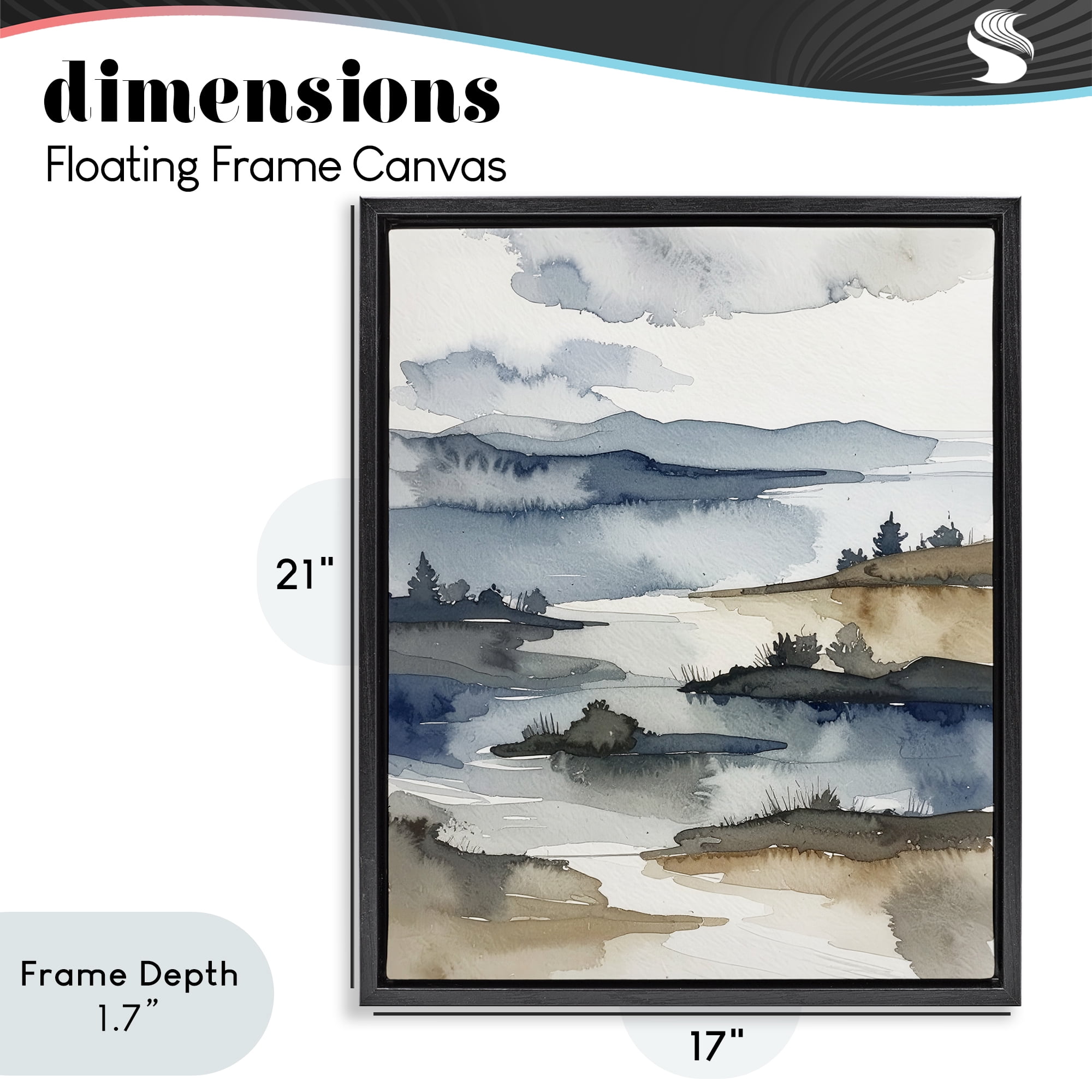 Stupell Industries The Flow Of Water Black Framed Floater Canvas Wall Art, design by Alonza Saunders