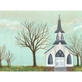 thumbnail image 2 of Moore, Regina 24x19 Black Ornate Wood Framed with Double Matting Museum Art Print Titled - Country Church II, 2 of 4