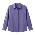 thumbnail image 3 of cocolona Button Down Blouses for Women Solid Color Long Sleeve Collared Shirts Basic Dressy Casual Fall Tops, 3 of 6