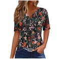 thumbnail image 2 of Women's Short Sleeve Tops Womens T Shirts Loose Fit Floral Blouses for Women Dressy Womens V Neck T Shirts White, 2 of 5