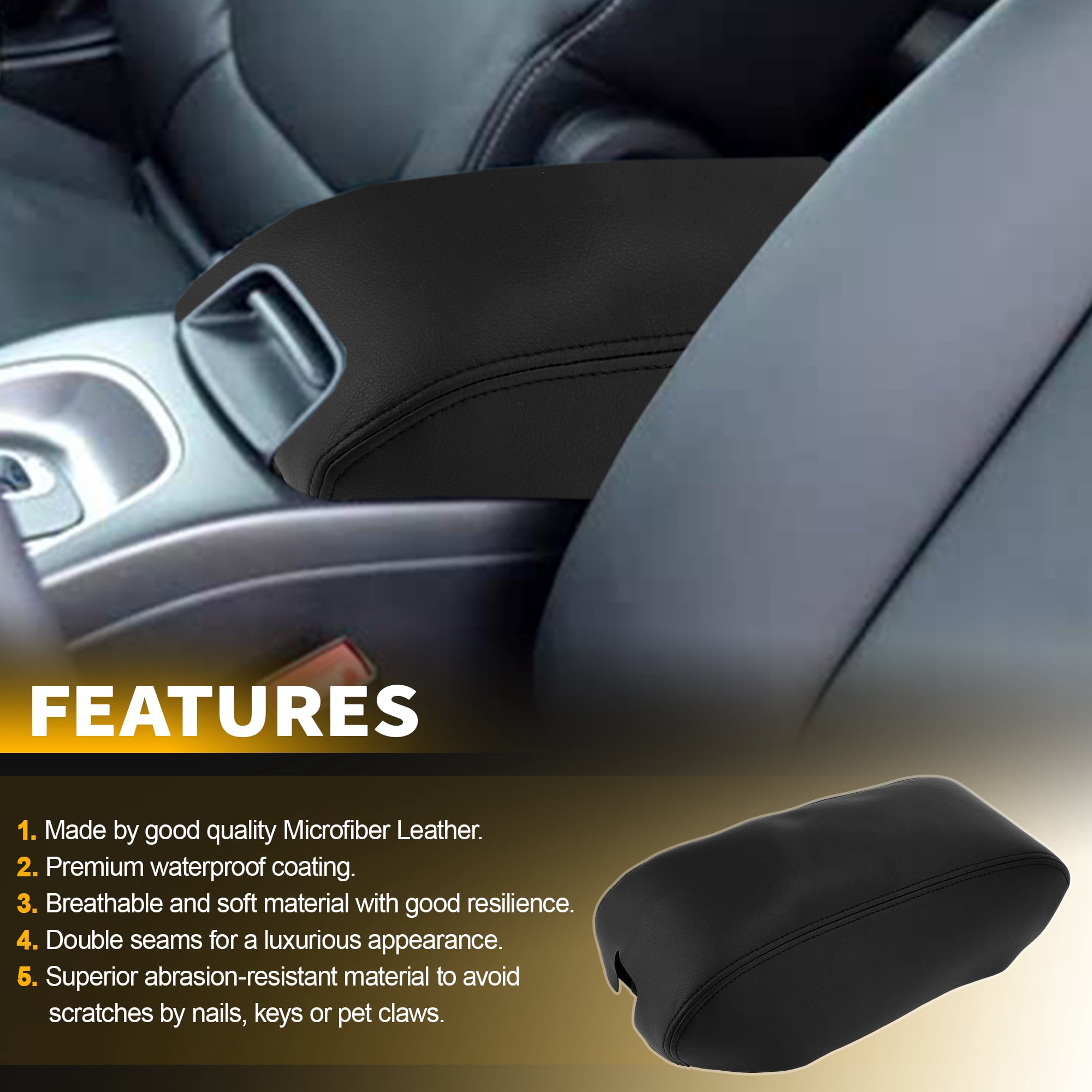 Unique Bargains 1pc Console Armrest Cover Black for Dodge Journey 2011-2020