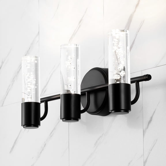 JONATHAN Y Bolha 18" 3-Light Minimalist Modern Bubble Acrylic/Iron Integrated LED Vanity Light, Black