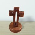 thumbnail image 3 of Cruz de madera estatua tallada a mano ornamento ilustraciones decorativas DIY crucifijo base redonda Zulema Estatuas de crucifijo, 3 of 8