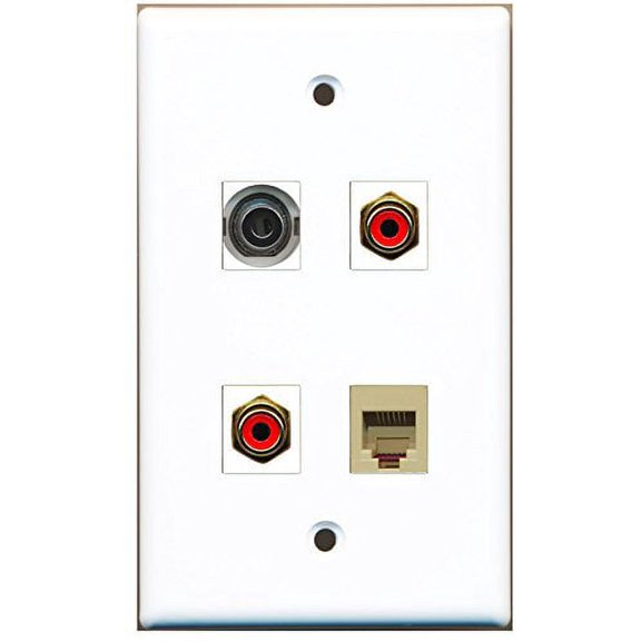 RiteAV - 2 Port RCA Red 1 Port Phone RJ11 RJ12 Beige 1 Port 3.5mm Wall Plate