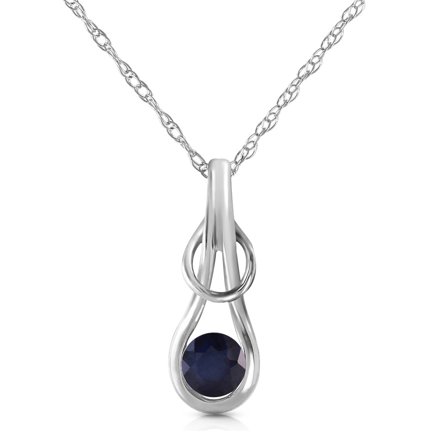 Galaxy Gold 14K Solid Gold Natural Sapphire Pendant Necklace for Women - White Gold Fine Jewelry