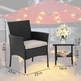 thumbnail image 6 of XF XINFENG Patio Furniture Outdoor Furniture 3 Piece Small Outdoor Patio Set with Coffee Table, Wicker Conversation Bistro Set with Glass Tabletop for Patio,Porch,Poolside(Black), 6 of 7