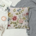 thumbnail image 2 of JEUXUS  Jacquard White Floral Leaf Pattern Square Decorative Throw Pillow Case Cushion Cover, 2 of 5