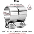 thumbnail image 2 of 2.25'' Exhaust Clamp,2 1/4 in Lap Joint Band Clamp Stainless Steel for Pipes,Mufflers,Catalytic Converters (2PCS, 2.25 inch), 2 of 14