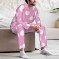 thumbnail image 7 of Fotbe Pink And White Polka Dot Pattern Long Sleeve Pajama Set for Men,Sleepwear Set,2-piece Loungewear Set,Soft PJs Comfy Nightwear with Pockets-XX-Large, 7 of 7
