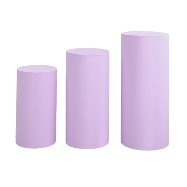 3 cubiertas elásticas para pedestal cilíndrico, soporte de zócalo, cubiertas para pilares para compromiso. violeta claro