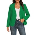 thumbnail image 2 of Nmnitkp Women's Collarless Open Front Blazer Jacket, Long Sleeve Solid Color Casual Blazer for Work Office, Business Casual & Daily Wear Green,M, 2 of 9