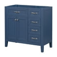 thumbnail image 2 of 36" Bathroom Vanity without Sink, Cabinet Base Only, Bathroom Cabinet with Drawers, Solid Frame and MDF Board, Blue, 2 of 12