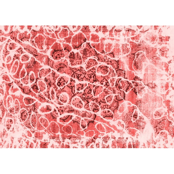 Ahgly Company Indoor Rectangle Abstract Red Modern Area Rugs, 2' x 4'