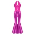 thumbnail image 3 of TiaoBug Sparkle Sequin Jumpsuit 70s Outfits for Girls Sleeveless Metallic Bell Bottom Romper Disco Dance Wear Hot Pink 6, 3 of 7