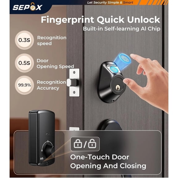 Upgraded Smart Door Lock Biometric Bluetooth Fingerprint Key Keyless Entry APP z