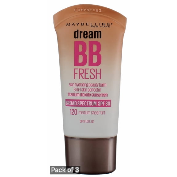 Maybelline Dream Fresh Skin Hydrating BB Cream, 120-Medium 1 fl oz (Pack of 3)