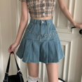 thumbnail image 3 of Minifalda vaquera informal para mujer, Falda plisada Harajuku de cintura alta, azul, ropa de viento de Japón y Corea, verano 2023, 3 of 5