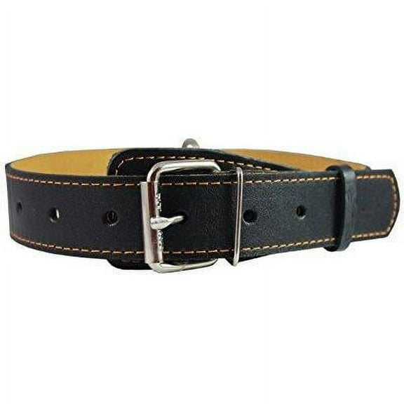 genuine thick leather collar for large and xlarge dogs 20-25 neck size, 1.5 wide, black