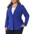 thumbnail image 2 of DARING DIVA Women's Plus Button Down Notched Lapel Office Jackets Blazer Royal Blue 4X, 2 of 6