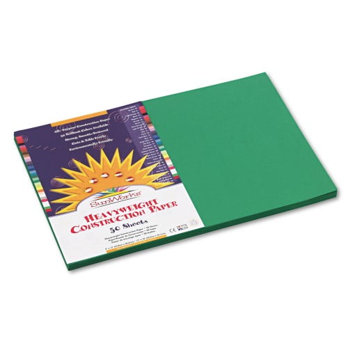 New SunWorks Construction Paper, 58lb, 12 x 18, Holiday Green, 50/Pack,Each