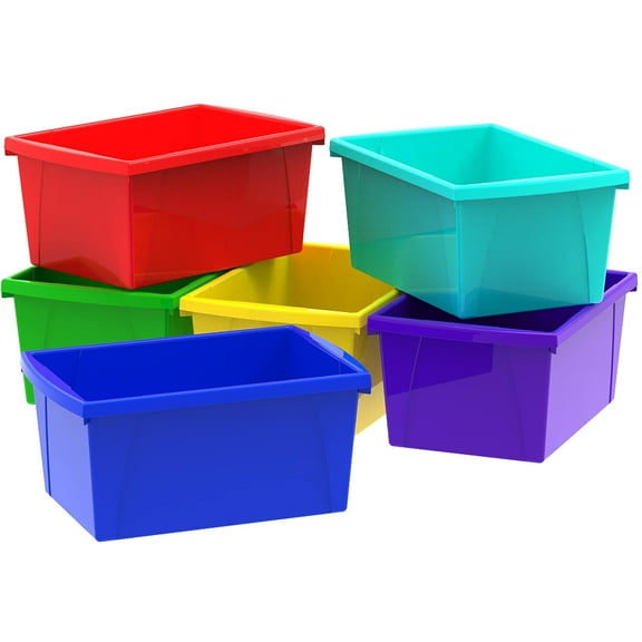 5.5 Gallon (21L) Classroom Storage Bin, Assorted Colors (Case of 6)