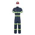 thumbnail image 3 of Linjinx Costume de Pompier pour Hommes Uniforme de Pompier Chaud Tenue d'Urgence Cosplay d'Halloween Robe de Soirée Marine 190, 3 of 5