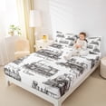 thumbnail image 4 of Homewish Retro Steam Engine Queen Sheet Sets,Western Train Transportation Flat Sheet,White Gray Queen Fitted Sheet For Boys,Breathable Home Decor,4-Piece, 4 of 7