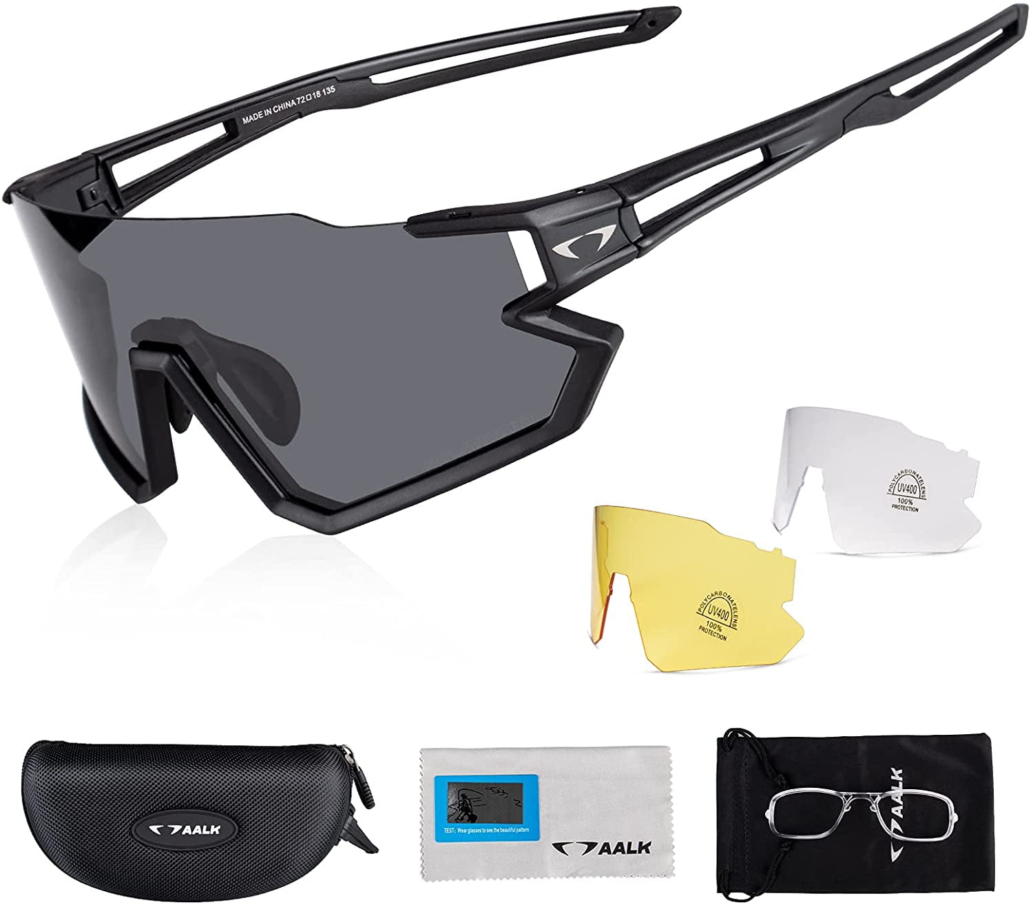 Polarized Sunglasses for Men & Women Protection Goggles for Cycling with 3 Interchangeable Lenes 