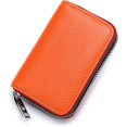 thumbnail image 1 of Rfid Credit Card Holder For Women Men Zipper Leather Card Wallet Small (orange), 1 of 4