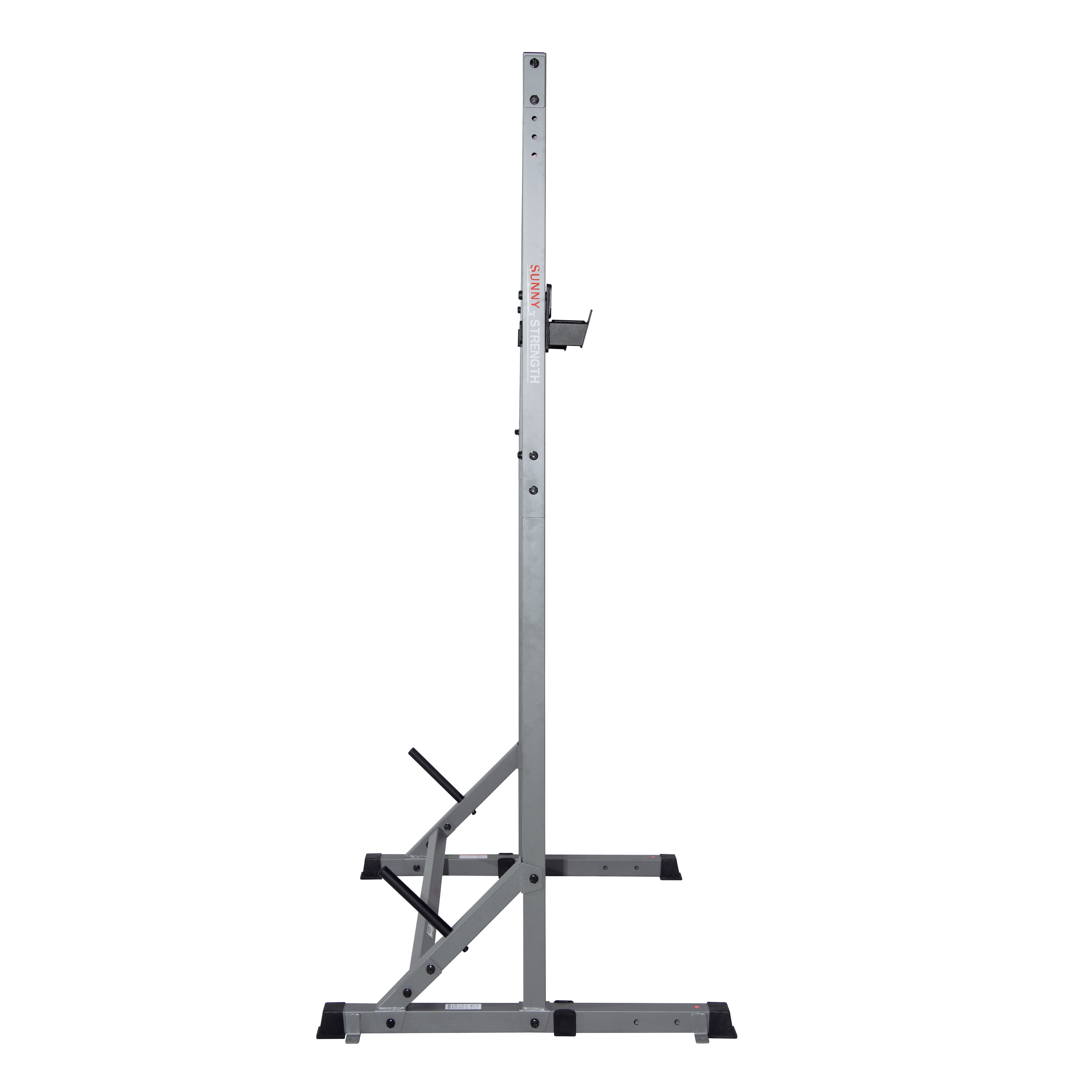 Sunny Health & Fitness Adjustable Squat Stand Power Rack, Grey, Heavy-Duty Steel