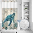 thumbnail image 2 of No Hook Shower Curtain, Teal Sea Turtle Coastal Shower Curtains for Bathroom with See Through Top Window, Vintage Summer Beach Nautical Waterproof & Washable Bath Curtain Small Stall 36"x78", 2 of 9