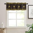 thumbnail image 3 of Black Yellow Snowflake Christmas Curtains Valances, Xmas Botanical Rod Pocket Valance Tier Curtains, Winter Snowflake Window Treatment Drapes for Kitchen Living Room Bedroom Windows 54"x18", 3 of 7